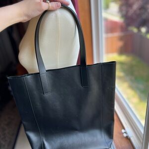 Everlane Black Leather Tote Bag